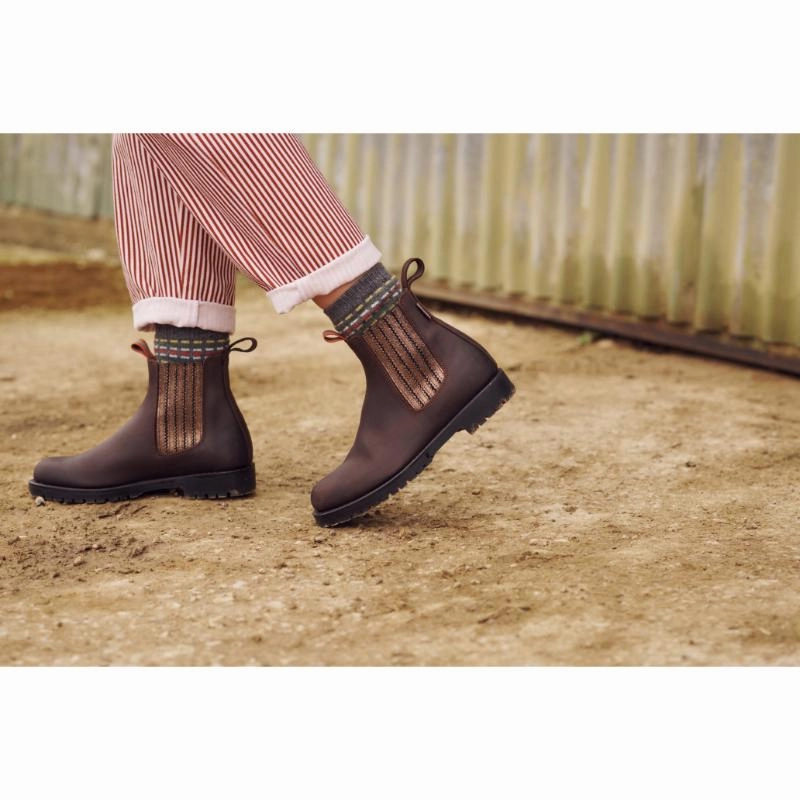 Limited Time Hot Deal Penelope Chilvers Oscar Ladies Leather Boots - Bitter Chocolate/Rose Gold