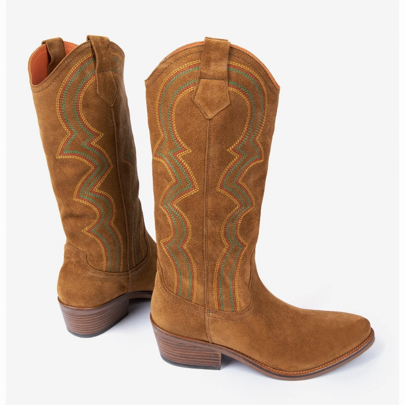 Penelope Chilvers Sun Salutation Embroidered Ladies Cowboy Boots - Tan/Multi Clearance Steal Today Deal Frenzy Today