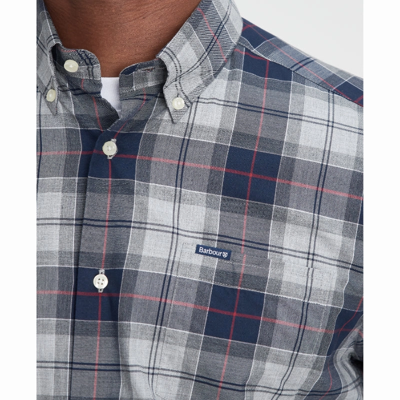 Hot Savings Alert Hot Sale Today Barbour Wetheram Tailored Tartan Mens Shirt - Blue Granite