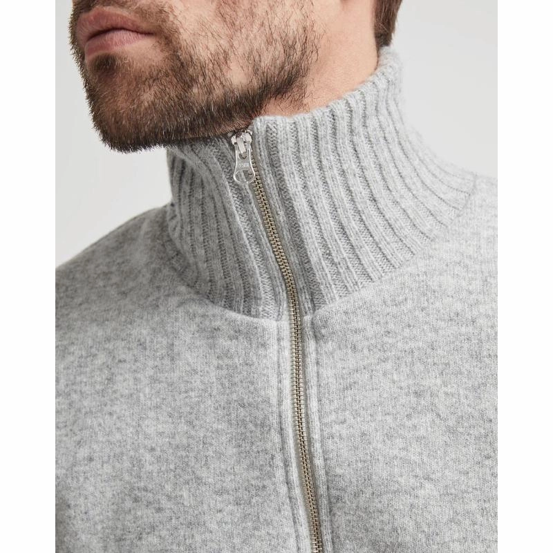Limited Stock Hot Deal Save Big Today Holebrook Mns Windproof Knitted Lambswool Full Zip Jacket - Grey Melange