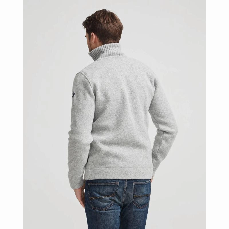 Holebrook Mns Windproof Knitted Lambswool Full Zip Jacket - Grey Melange Shop Smart Deals Instant Discount
