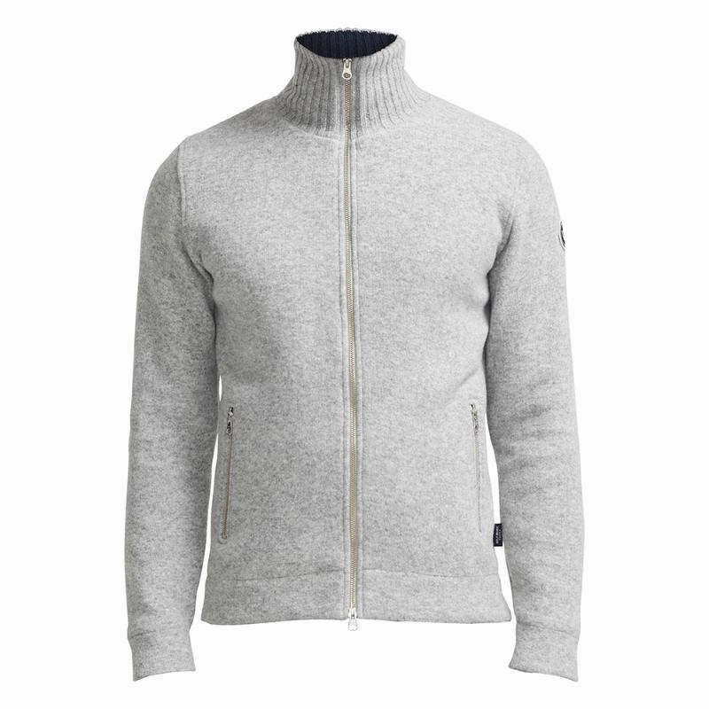 Shop Hot Picks Holebrook Mns Windproof Knitted Lambswool Full Zip Jacket - Grey Melange