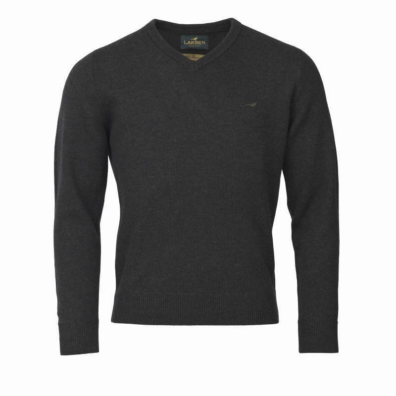Todays Hot Pick Laksen Johnston V-Neck Lambswool Mens Jumper - Olive