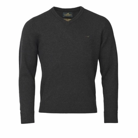 Hot Picks Today Laksen Johnston V-Neck Lambswool Mens Jumper - Olive