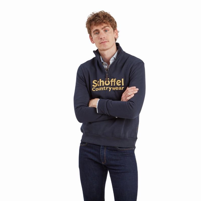 Schoffel Bude Mens 1/4 Zip Sweatshirt - Navy Clearance Event Today Clearance Event Alert