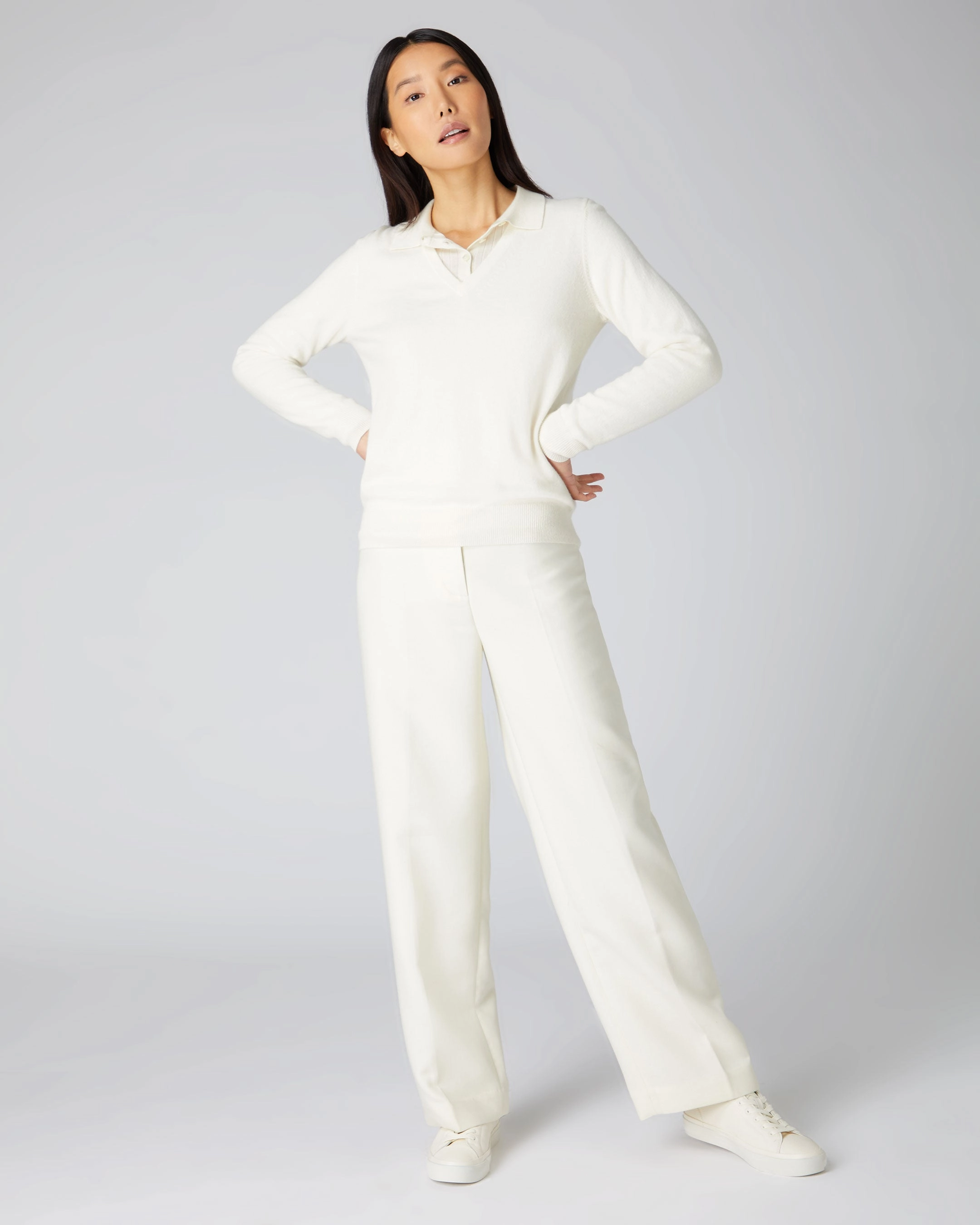 Women'S Phoebe V Neck Cashmere Jumper New Ivory White Special Deal Frenzy