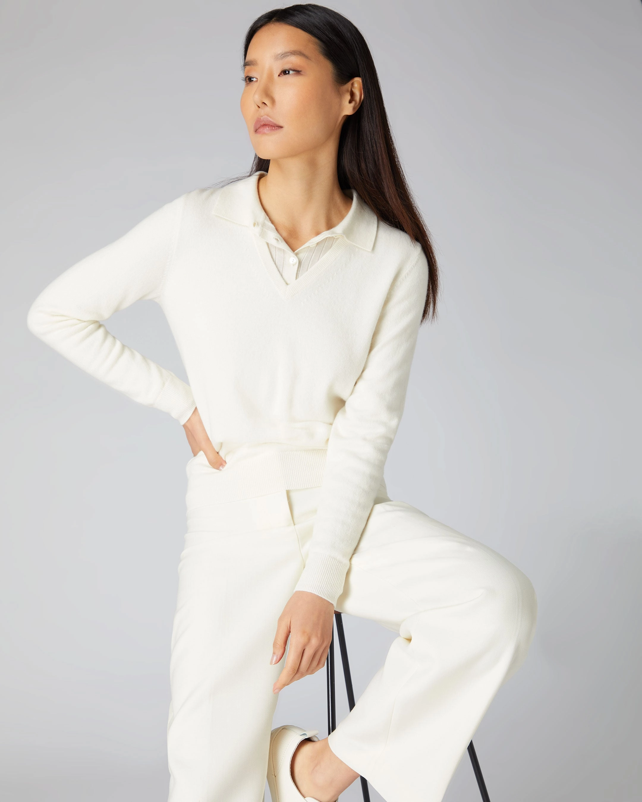 Trending Savings Now Flash Offer Today Women'S Phoebe V Neck Cashmere Jumper New Ivory White