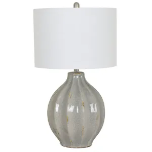 PERRY TABLE LAMP28''HT., CERAMICGREY CERAMIC FINIS