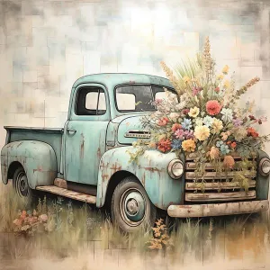 Petals And Pistons By Heidi Kuntz (Small) - Light Blue