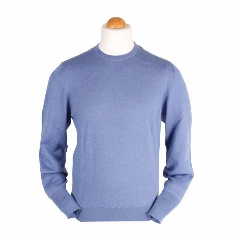 Peter Scott Ballater Crew Neck Mens Merino Jumper - Lagoon Flash Discount Today