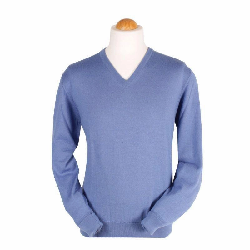 Clearance Event Today Peter Scott Ballater V Neck Mens Merino Jumper - Lagoon