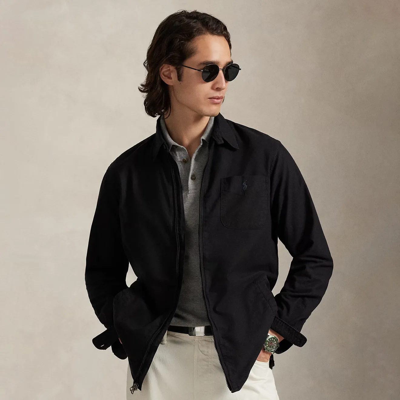 Polo Ralph Lauren Garment-Dyed Oxford Overshirt Polo Black Special Deals Online