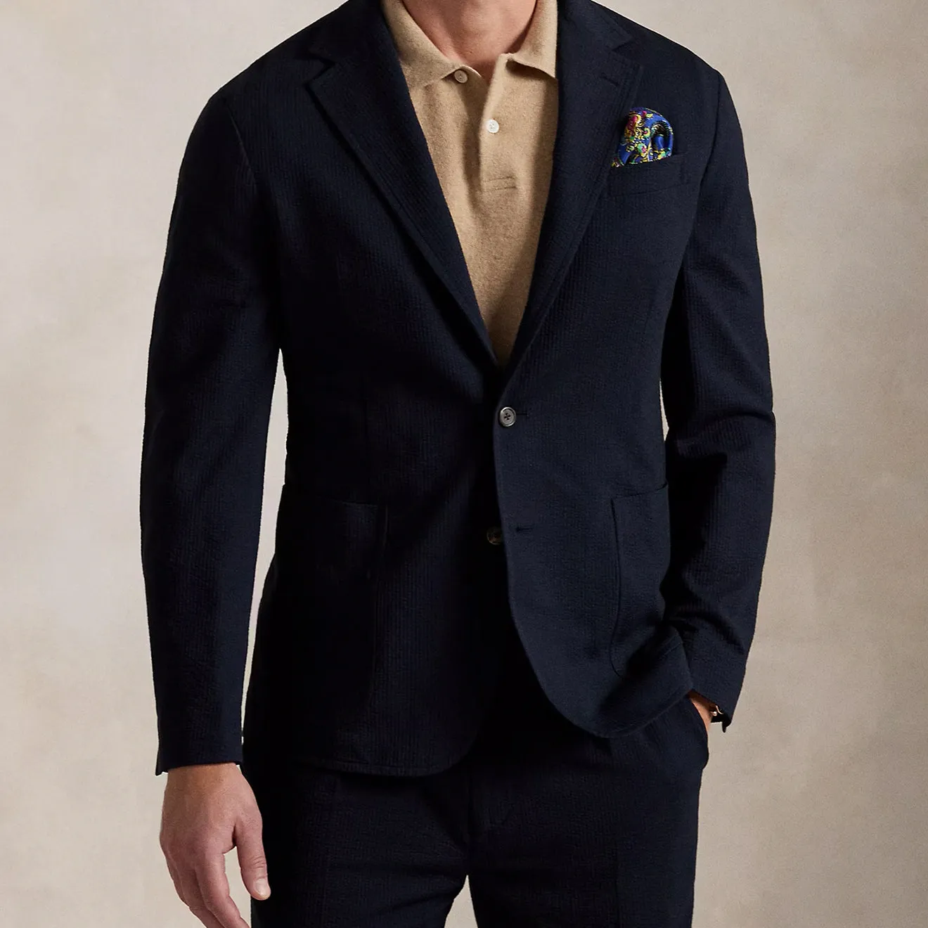 Shop Grab Savings Polo Ralph Lauren Polo Soft Modern Knit Seersucker Jacket Navy