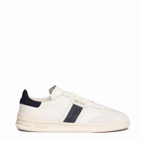 Clearance Blowout Polo Ralph Lauren Aera Trainers Low Top Lace Cream / Navy