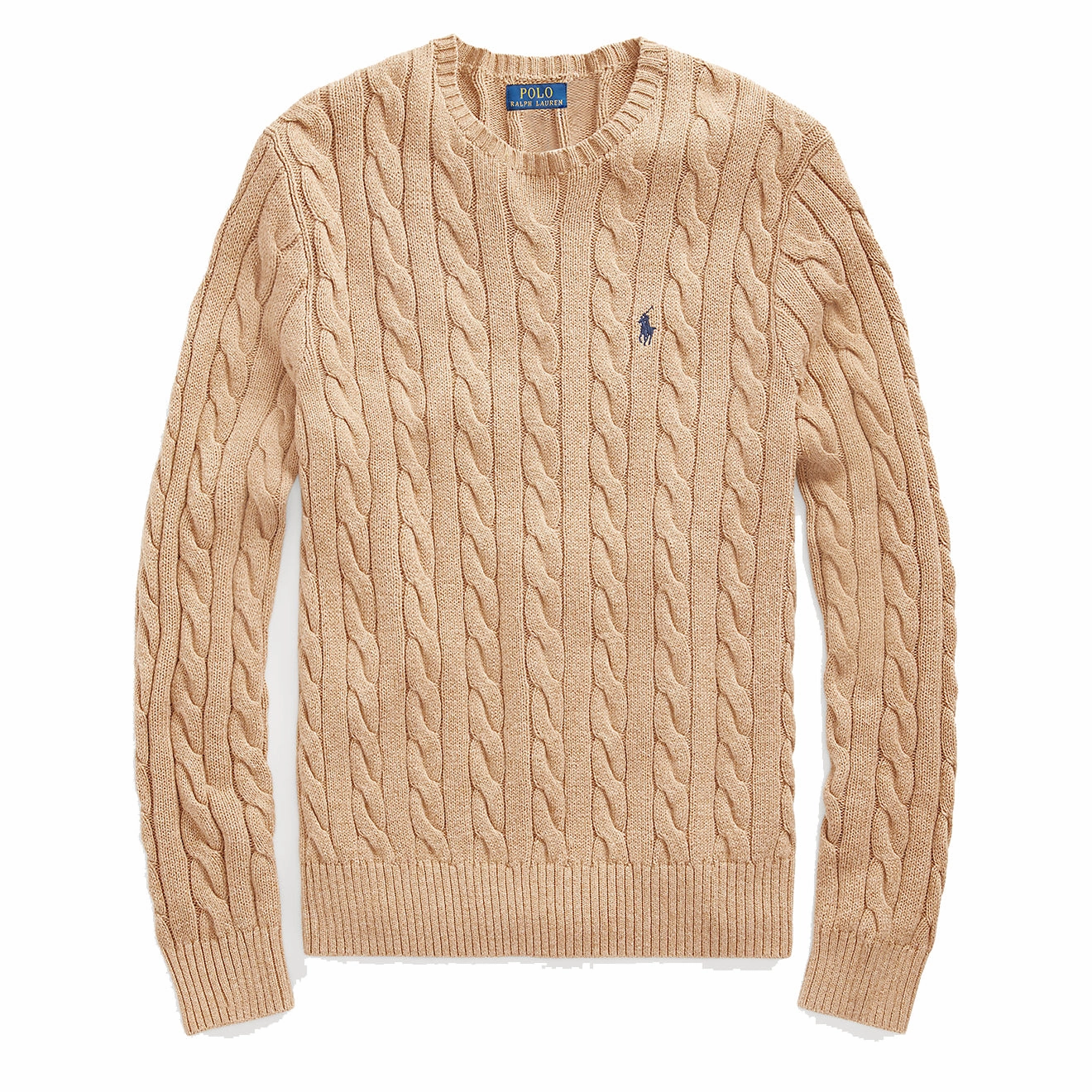 Todays Steal Polo Ralph Lauren Cable Knit Cotton Jumper Camel Melange