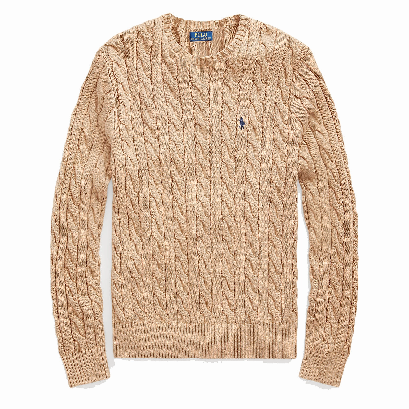 Polo Ralph Lauren Cable Knit Cotton Jumper Camel Melange Clearance Alert Now Special Steal Event