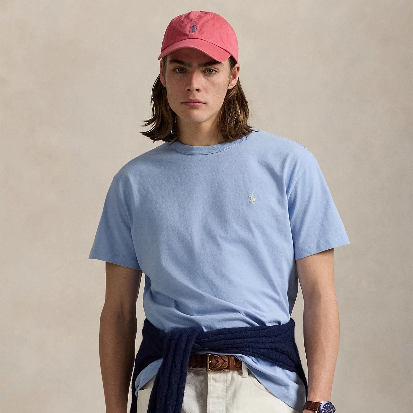 Shop Todays Picks Polo Ralph Lauren Classic Fit Jersey Crewneck T-Shirt Chambray Blue
