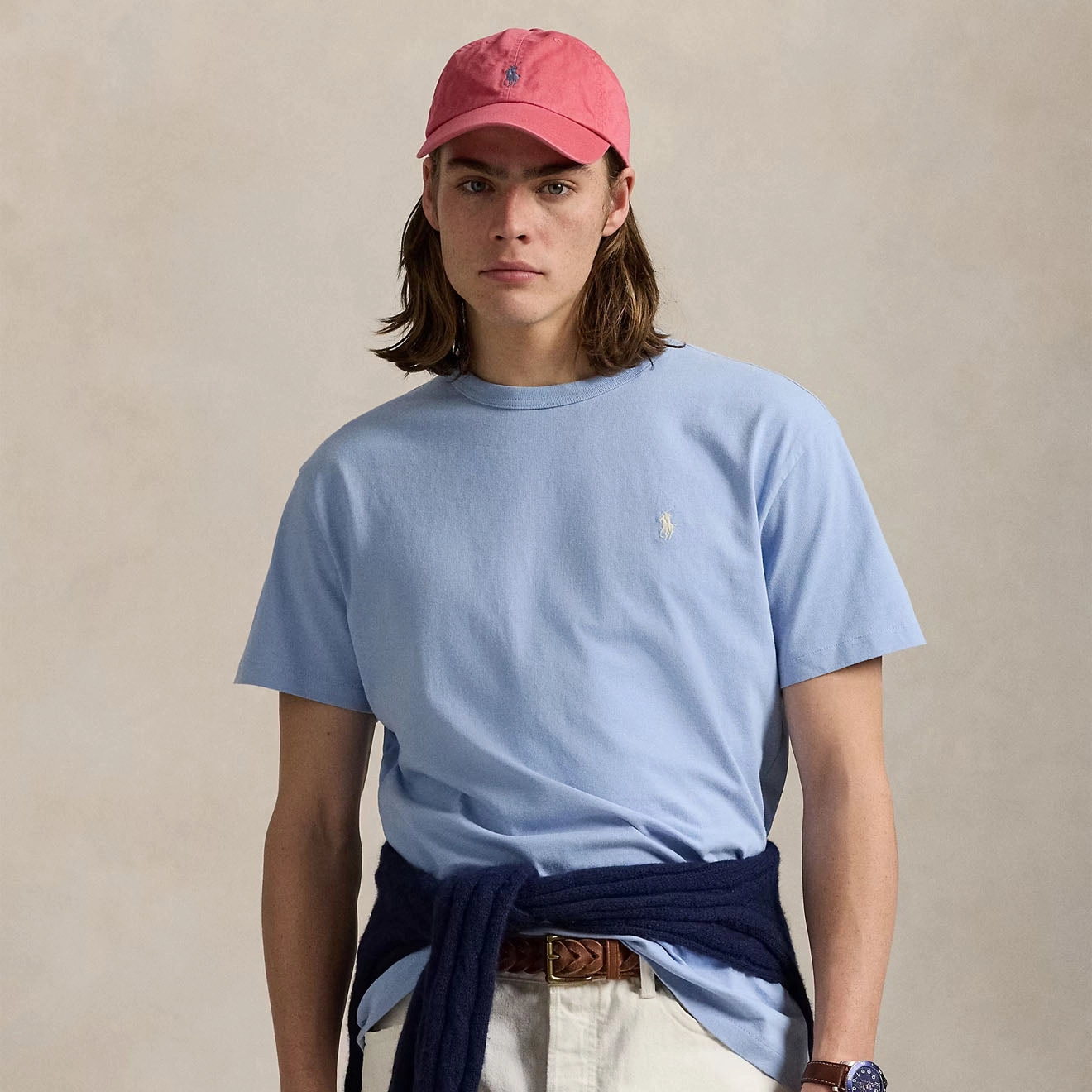 Polo Ralph Lauren Classic Fit Jersey Crewneck T-Shirt Chambray Blue Trending Now Discount Best Deal Today