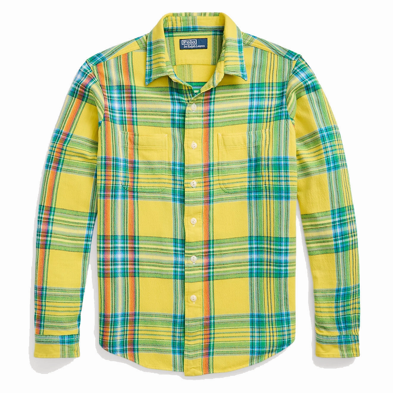 Limited Time Sale Daily Hot Deal Polo Ralph Lauren Classic Fit Plaid Flannel Workshirt Yellow/Green Multi