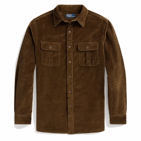 Polo Ralph Lauren Classic Fit Suede-Patch Corduroy Shirt York Brown Today Only Hot Sale Grab It Before Gone