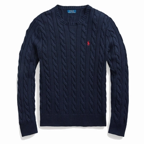 Hot Sale Alert Polo Ralph Lauren Cotton Cable Knit Sweater Hunter Navy