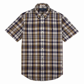 Polo Ralph Lauren Cotton Check Shirt Navy / Yellow Multi Price Slash Today