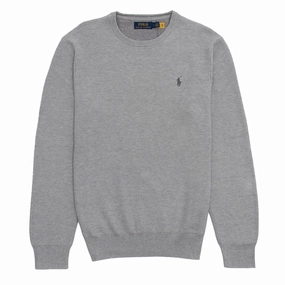 Special Deals Online Clearance Event Today Polo Ralph Lauren Cotton Crewneck Jumper Andover Heather