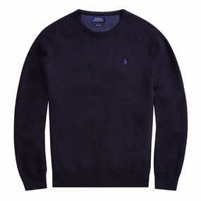 Shop Save Big Polo Ralph Lauren Cotton Crewneck Sweat Navy Heather