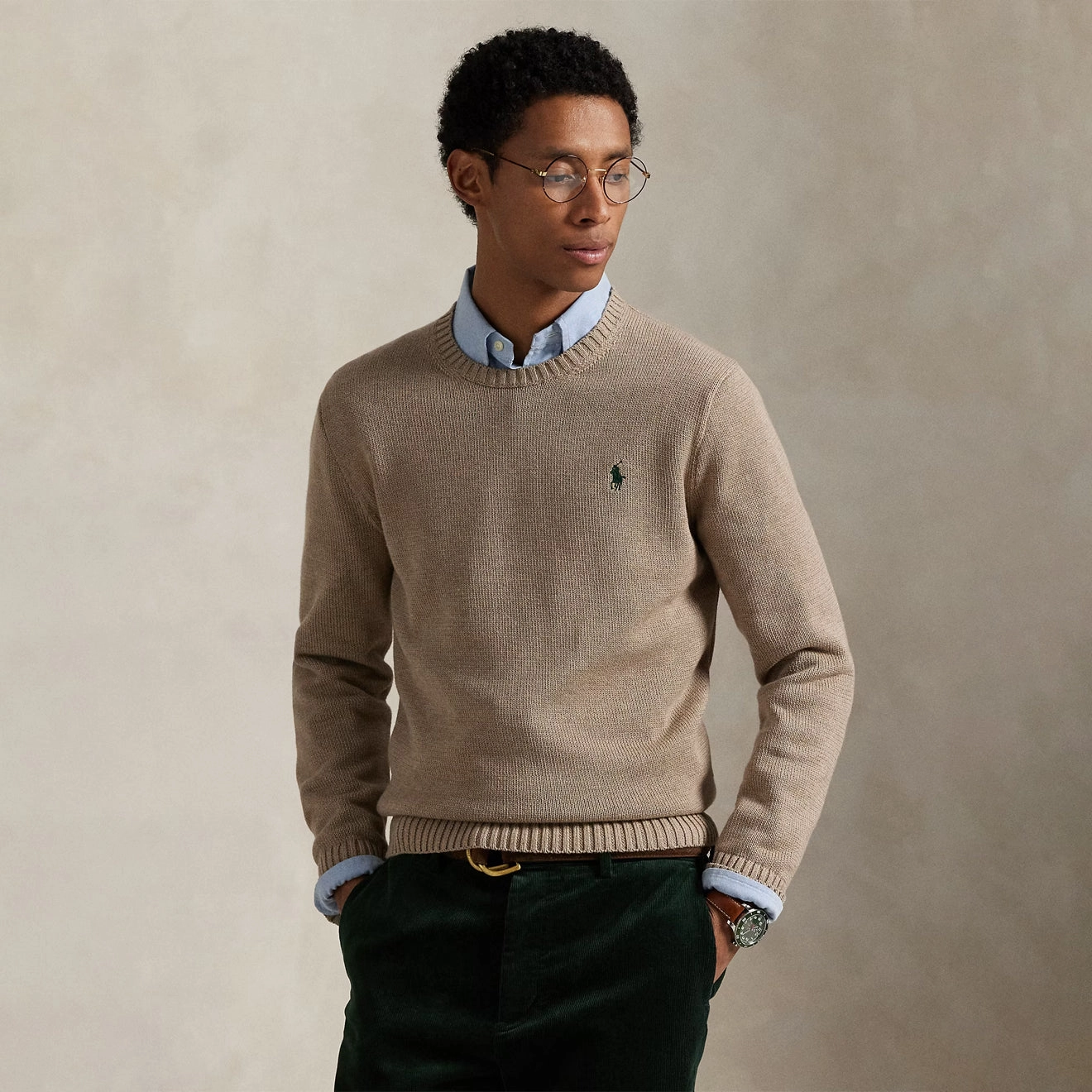 Polo Ralph Lauren Cotton Crewneck Sweater Bronze Melange Limited Stock Deals