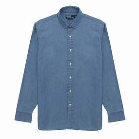 Polo Ralph Lauren Custom Fit Indigo Chambray Shirt Medium Blue Trending Deals Today Save Big Online