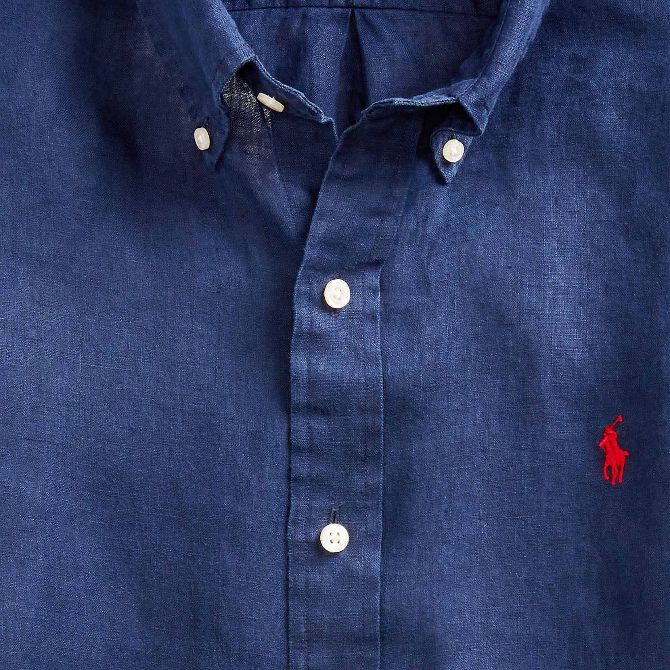 Polo Ralph Lauren Custom Fit Linen Shirt Newport Navy Trending Today Steal Big Savings Event