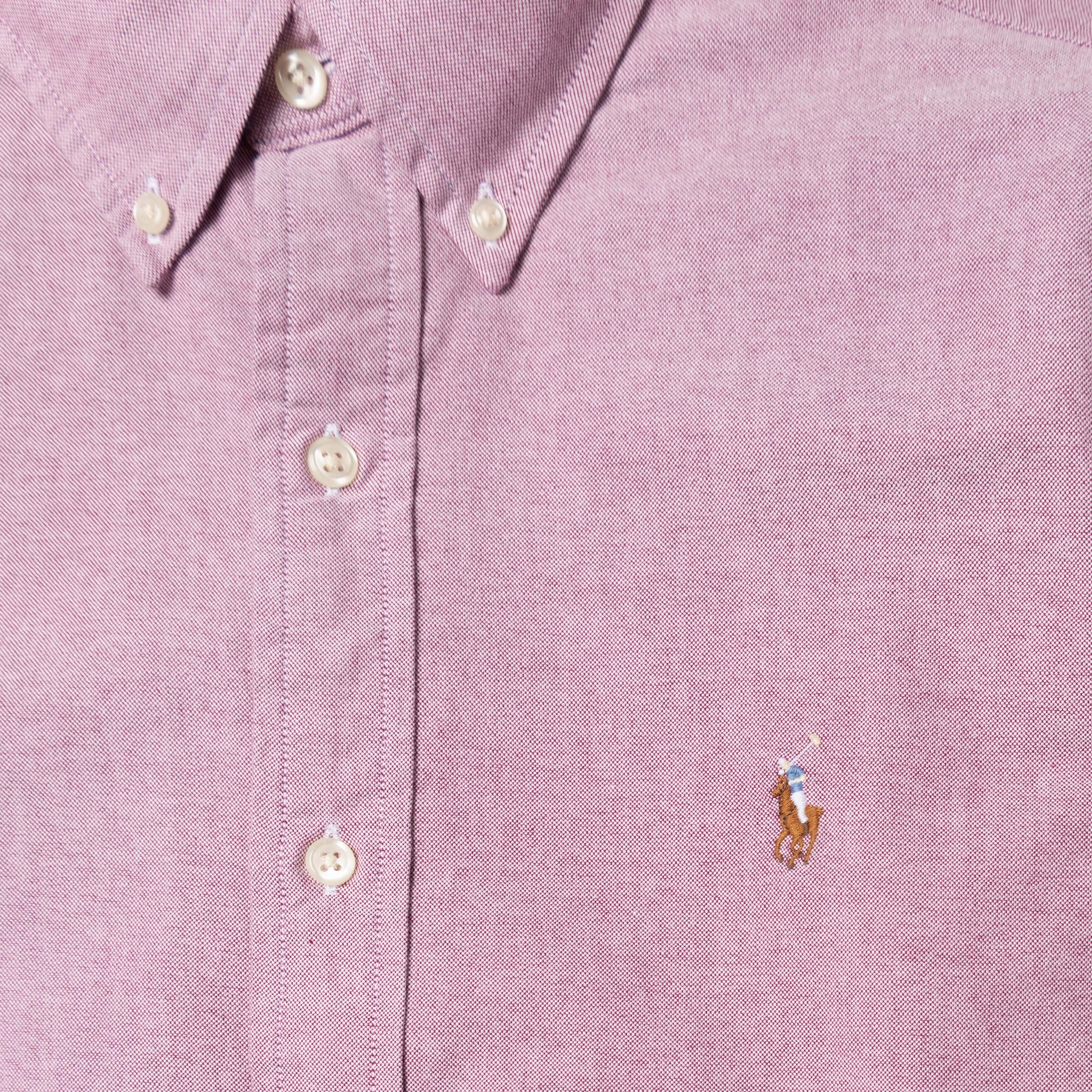 Polo Ralph Lauren Custom Fit Oxford Shirt Crimson / White Shop Grab Offer Sale Ending Soon