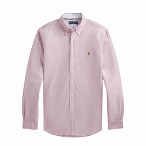 Polo Ralph Lauren Custom Fit Oxford Shirt Crimson / White Instant Savings Deal Limited Edition Offer