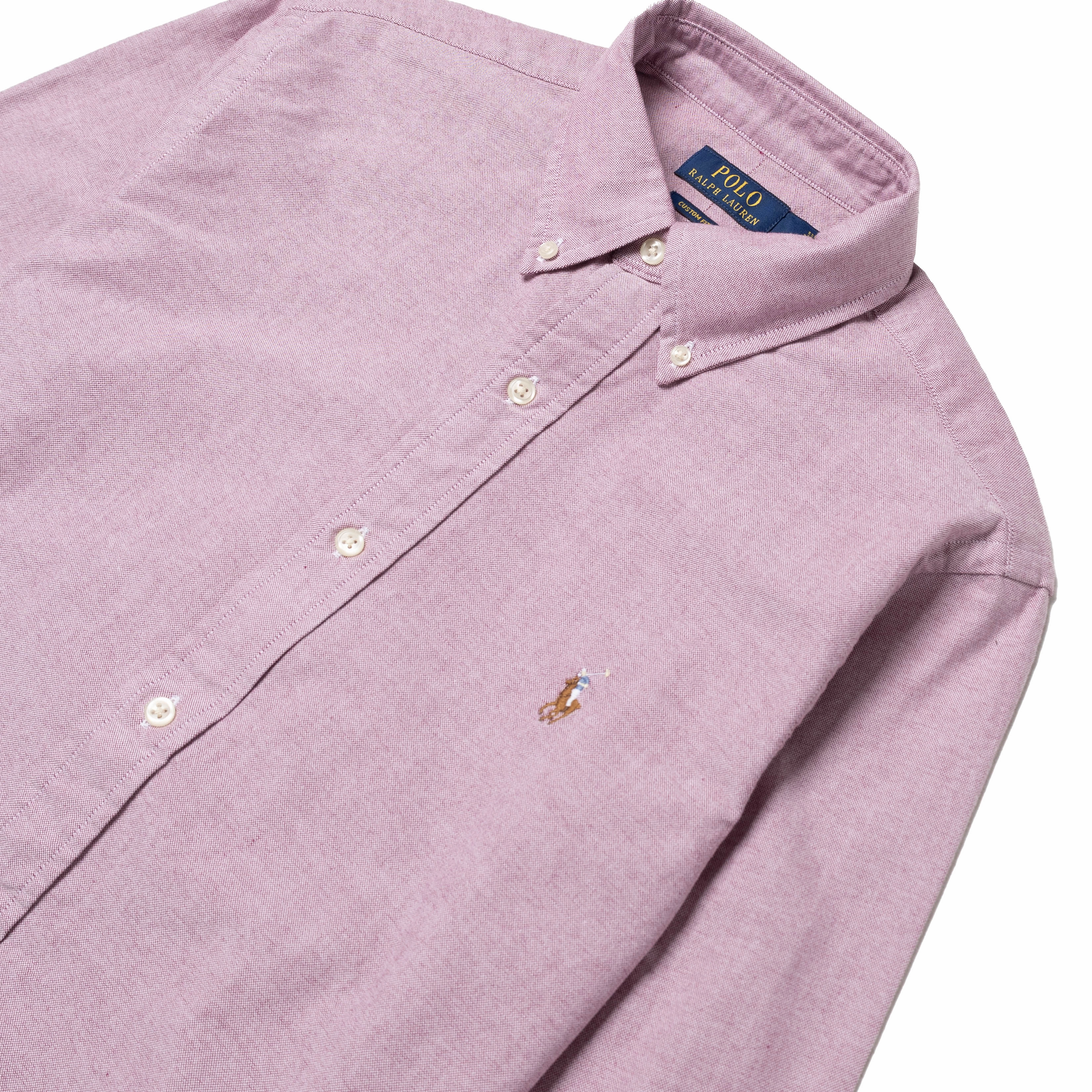 Polo Ralph Lauren Custom Fit Oxford Shirt Crimson / White Dont Wait Save Today Mega Discount Event