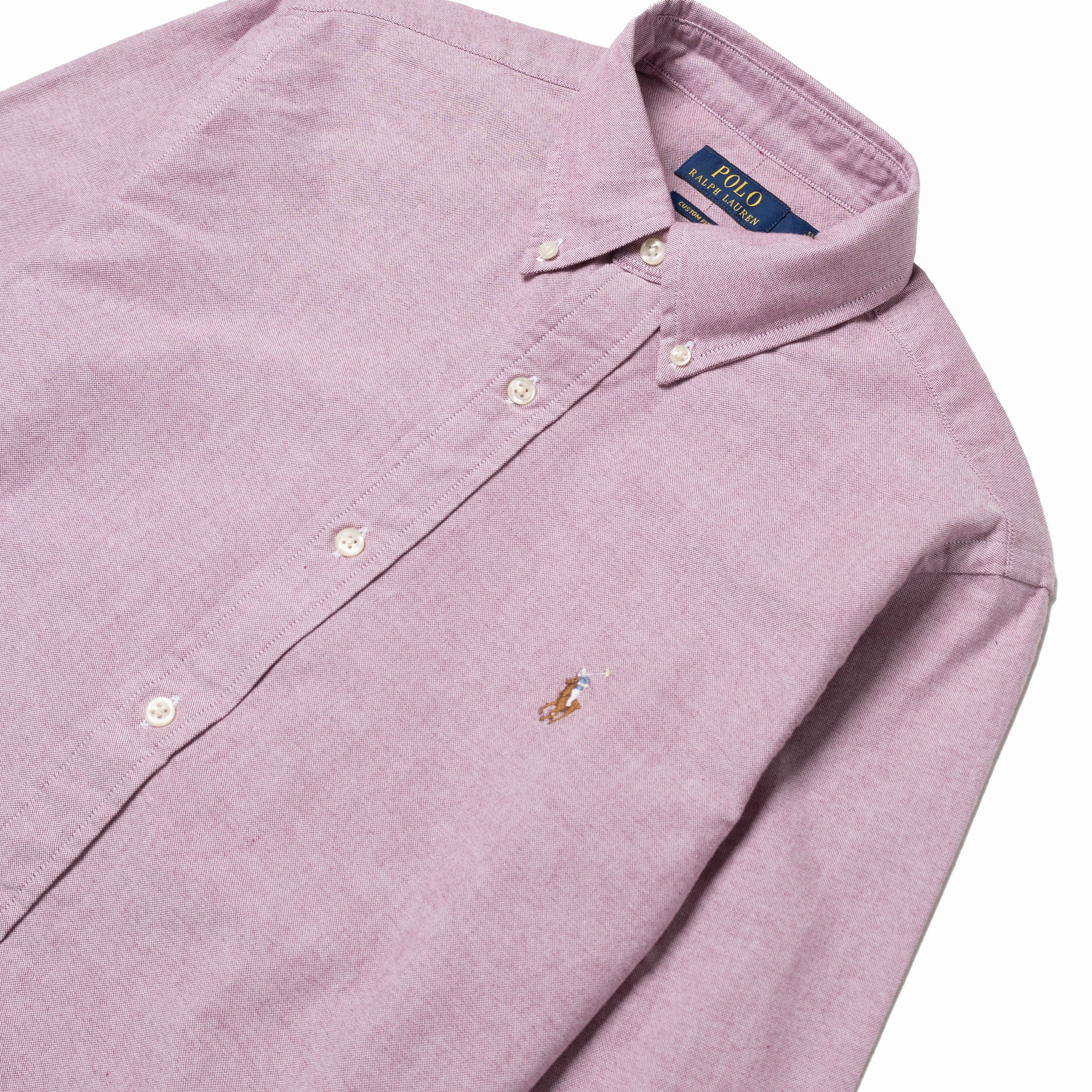 Polo Ralph Lauren Custom Fit Oxford Shirt Crimson / White Save More Online