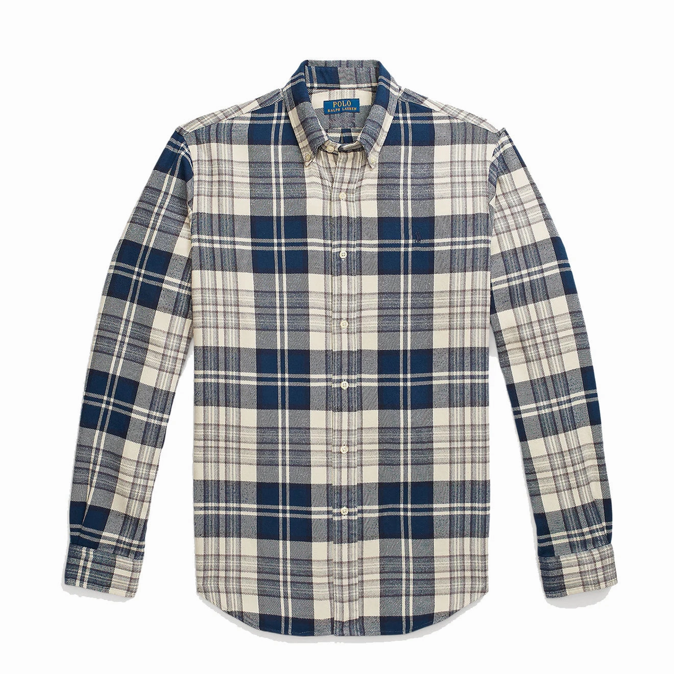 Big Savings Alert Polo Ralph Lauren Custom Fit Plaid Brushed Flannel Shirt Off White/Navy