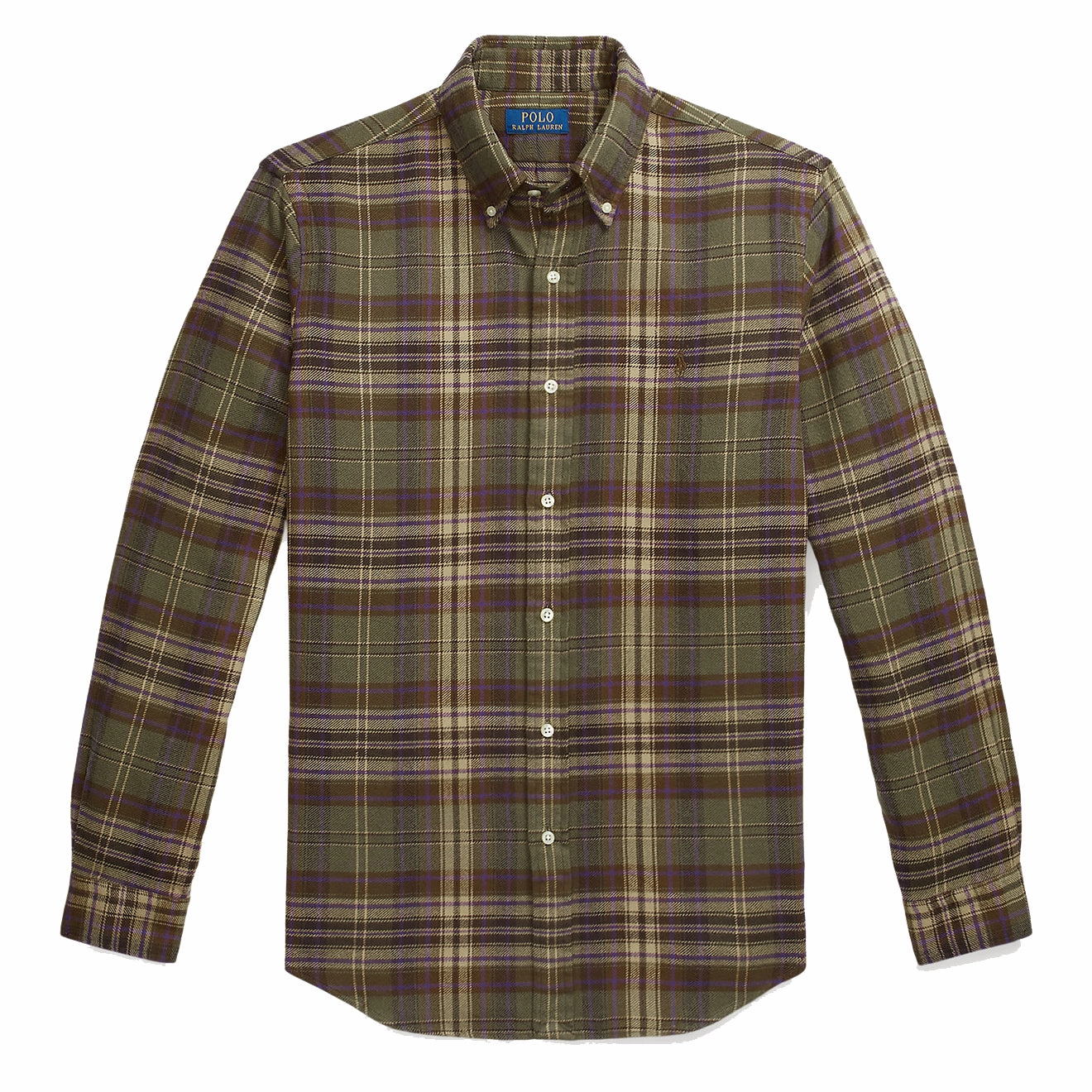 Polo Ralph Lauren Custom Fit Plaid Brushed Flannel Shirt Olive/Brown Multi Daily Hot Deal