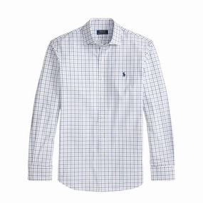 Save More Online Grab Your Deal Today Polo Ralph Lauren Custom Fit Plaid Stretch Poplin Shirt White / Blue / Multi