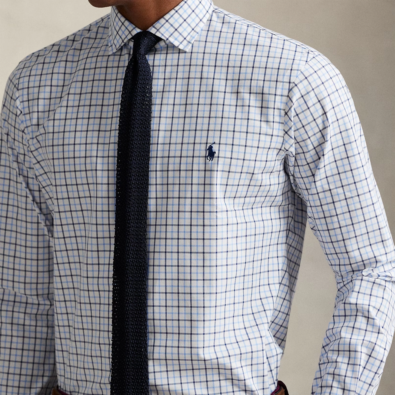 Online Exclusive Offer Polo Ralph Lauren Custom Fit Plaid Stretch Poplin Shirt White / Blue / Multi