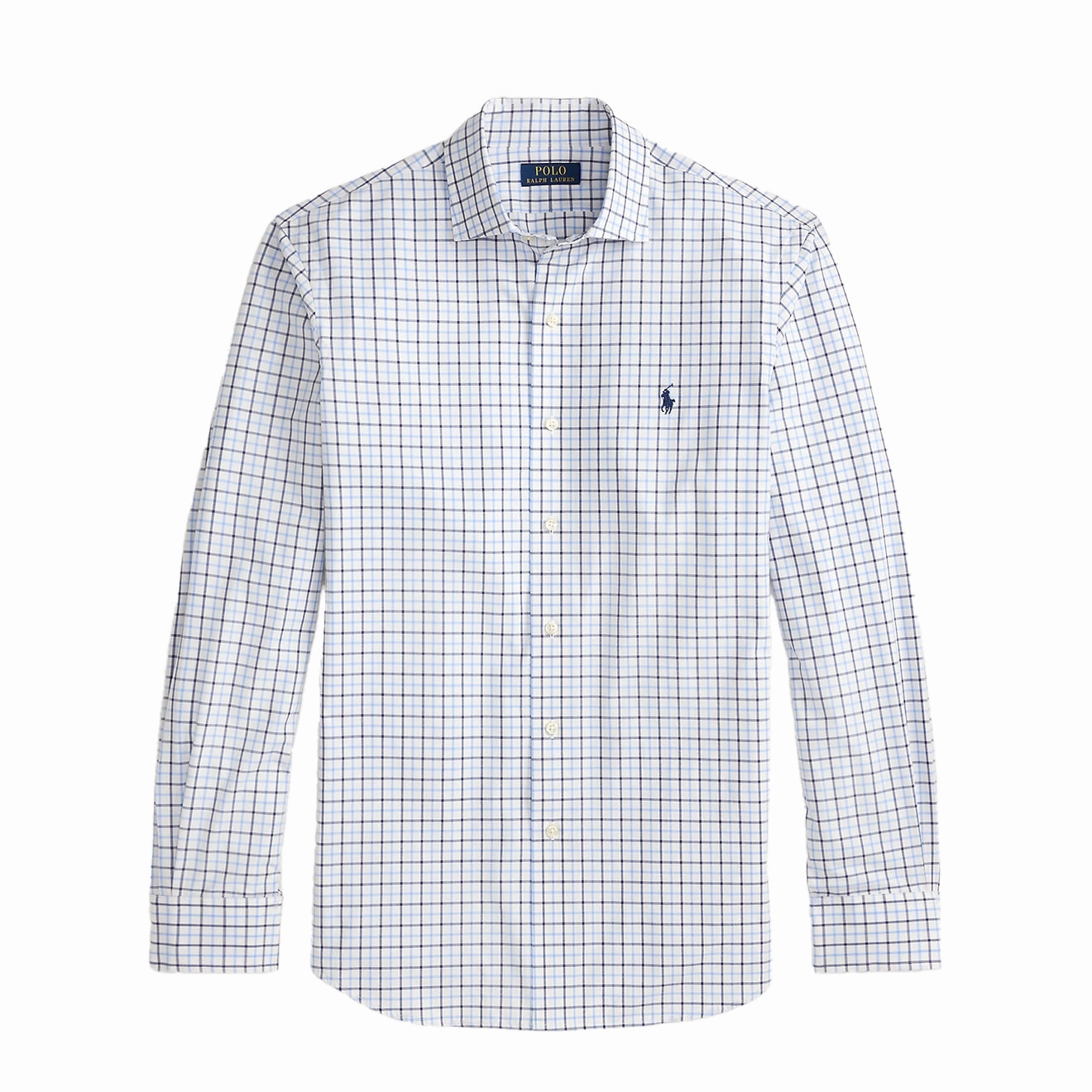Save More Online Grab Your Deal Today Polo Ralph Lauren Custom Fit Plaid Stretch Poplin Shirt White / Blue / Multi