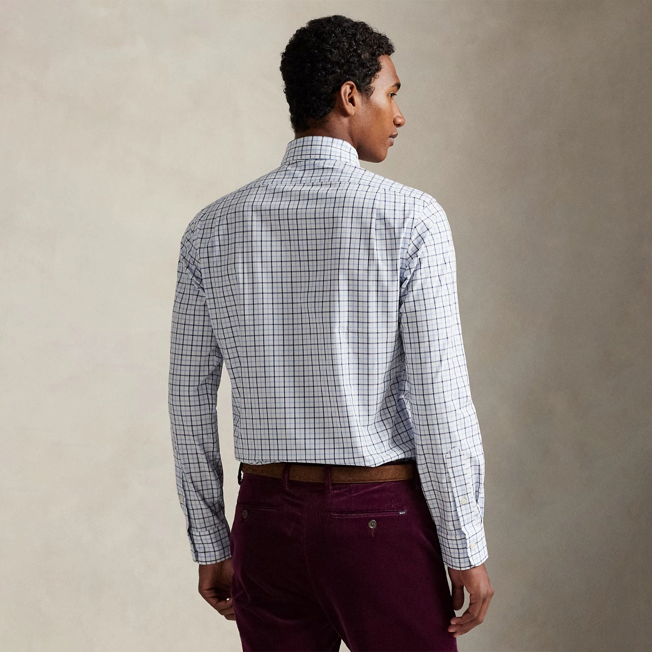 Hot Pick Online Polo Ralph Lauren Custom Fit Plaid Stretch Poplin Shirt White / Blue / Multi