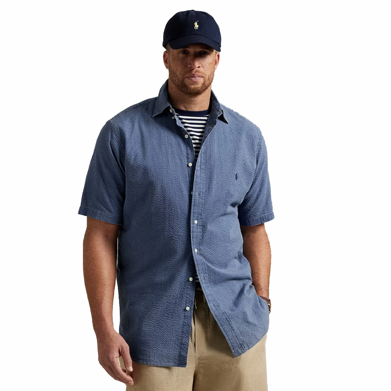 Polo Ralph Lauren Custom Fit Seersucker Shirt Dark Indigo Best Seller Discount Special Steal Event