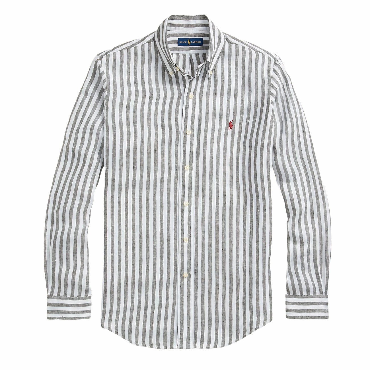Polo Ralph Lauren Custom Fit Striped Linen Shirt Olive / White MustHave Steals Hot Offer Ending Soon