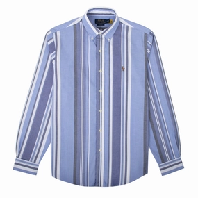 Polo Ralph Lauren Custom Fit Striped Oxford Shirt Blue Multi Hot Offer Event