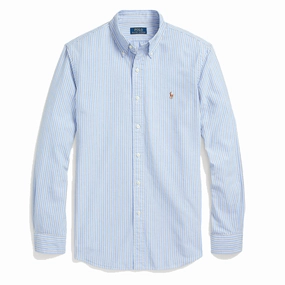 Polo Ralph Lauren Custom Fit Striped Oxford Shirt Blue/White Multi Shop Today Save