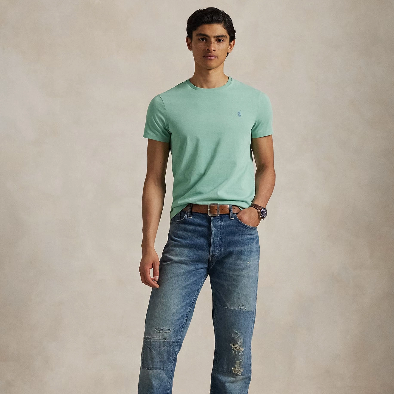 Polo Ralph Lauren Custom Slim Crewneck T-Shirt Celadon Hot Sale Alert Shop Grab Now