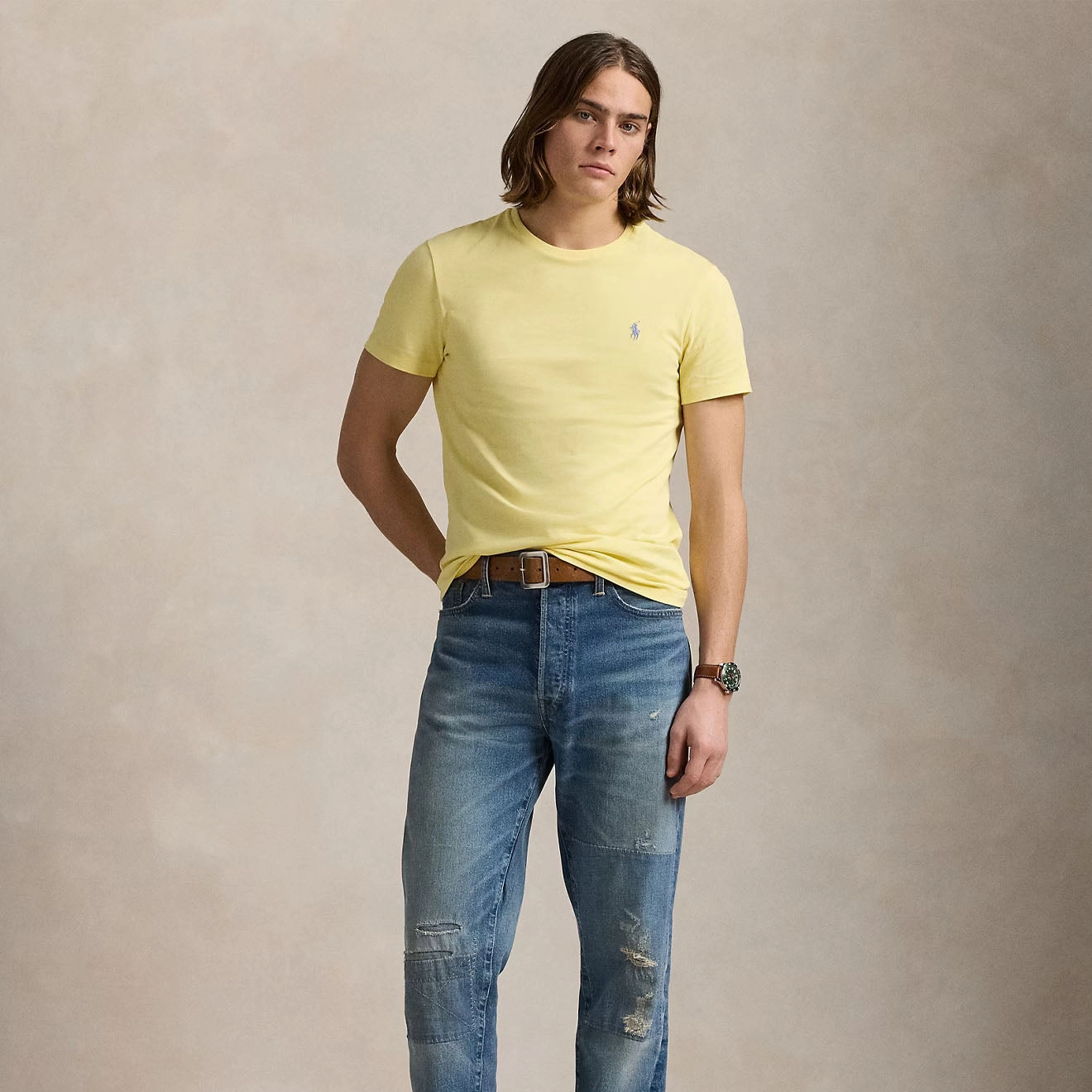 Exclusive Holiday Deal Limited Time Discount Polo Ralph Lauren Custom Slim Crewneck T-Shirt Resort Gold