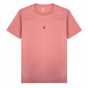 Clearance Event Today Weekend Flash Offer Polo Ralph Lauren Custom Slim Fit Centre Logo T-Shirt Desert Rose