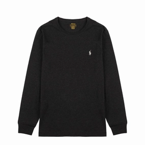 Polo Ralph Lauren Custom Slim Fit Cotton Ls T-Shirt Black Heather Save Today Event Daily Special Offer