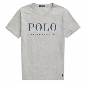Polo Ralph Lauren Custom Slim Fit Logo Jersey T-Shirt Andover Heather / Dark Cobalt Exclusive Holiday Deal